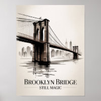 Brooklyn Bridge Still Magic Sepia Ink