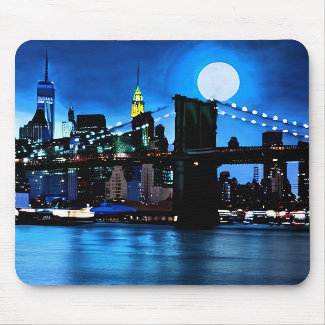 Brooklyn Bridge Under a Full Moon  Mouse Pad (Front)
