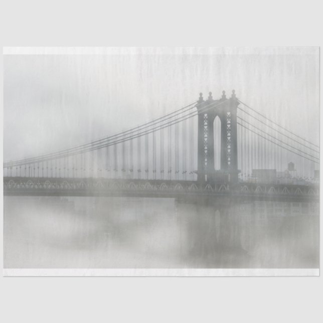 Brooklyn bridge under fog New York Tissue Paper (Front)