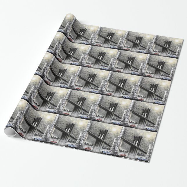 Brooklyn Bridge, USA Wrapping Paper (Unrolled)