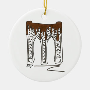 Brooklyn Bridge Valentine's Day Chocolate NYC Ceramic Ornament