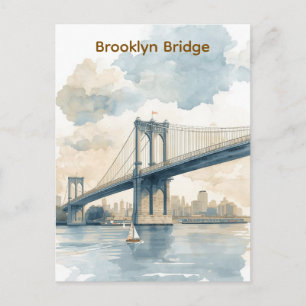 Brooklyn Bridge Watercolor Postcard