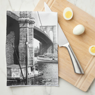 Brooklyn Bridge waterfront Kitchen Towel