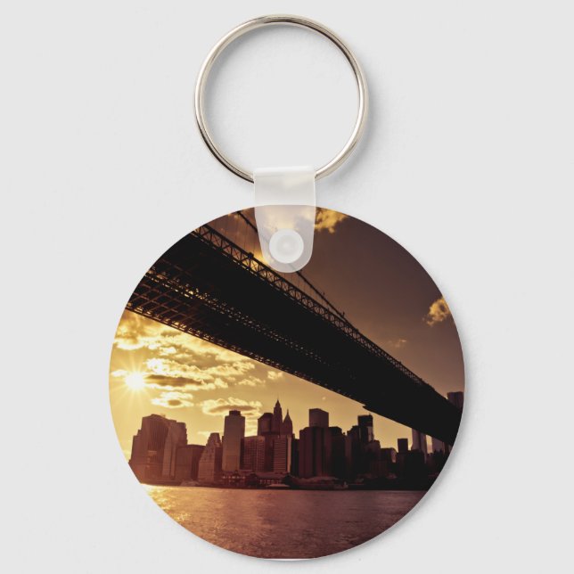 Brooklyn Bridge With New York City Skyscrapers Keychain (Front)