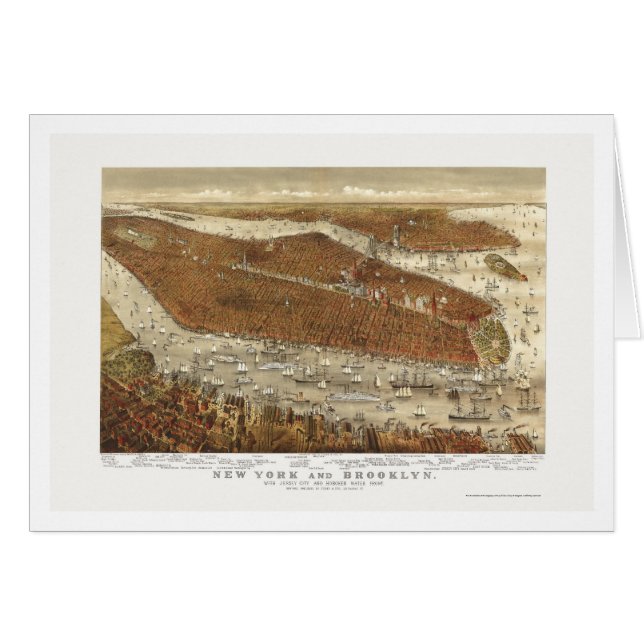 Brooklyn, carte panoramique de NY - 1877 (Devant horizontal)