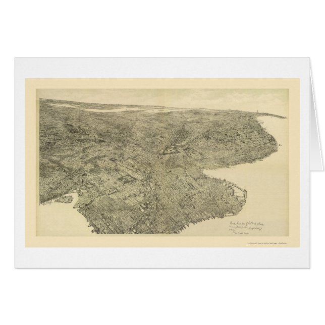 Brooklyn, carte panoramique de NY - 1897 (Devant horizontal)