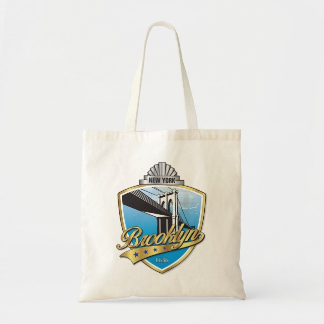 Brooklyn Design Gold Tote Bag (Front)