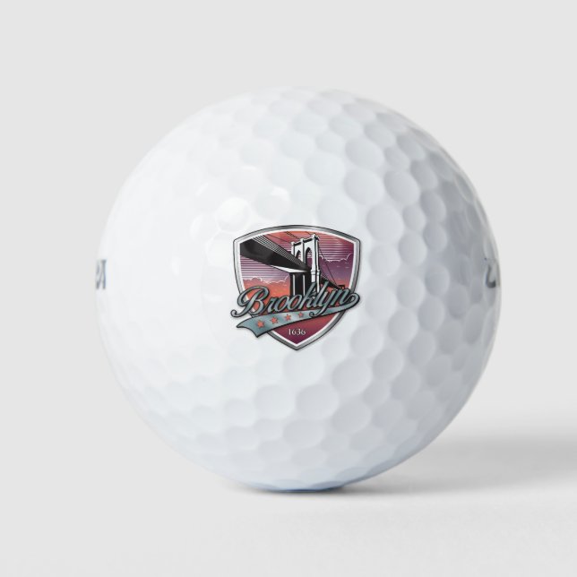 Brooklyn Design Silver Metallic Golf Balls (Front)