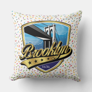 Brooklyn Elegant Gold Swoosh Logo Design Throw Pillow