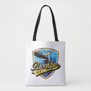 Brooklyn Elegant Gold Swoosh Logo Design Tote Bag
