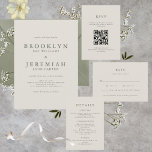 BROOKLYN Elegant Modern Wedding Invitation<br><div class="desc">The Brooklyn wedding invitation feature a sophisticated design in a refined palette of linen and grey, embodying elegance and modernity. Crafted with a serif font, these invitations exude a timeless charm, making them perfect for couples seeking a stylish yet understated announcement for their special day. The combination of classic typography...</div>
