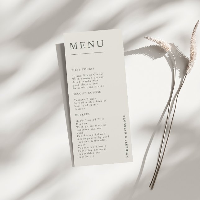 BROOKLYN Elegant Serif Mariage Dîner Menu (Créateur téléchargé)