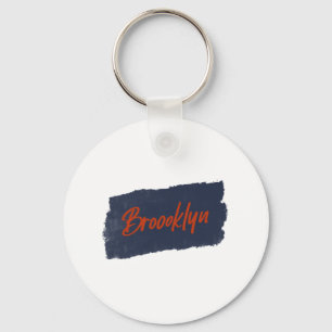 Brooklyn Handwritten Red Typography Keychain