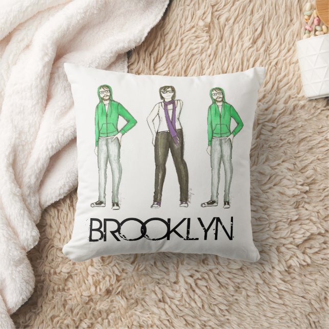 Brooklyn Hipsters Greenpoint Williamsburg NYC Throw Pillow (Blanket)