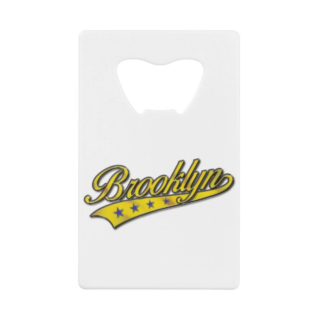 Brooklyn Logo Gold Embossed Credit Card Bottle Opener (Front)