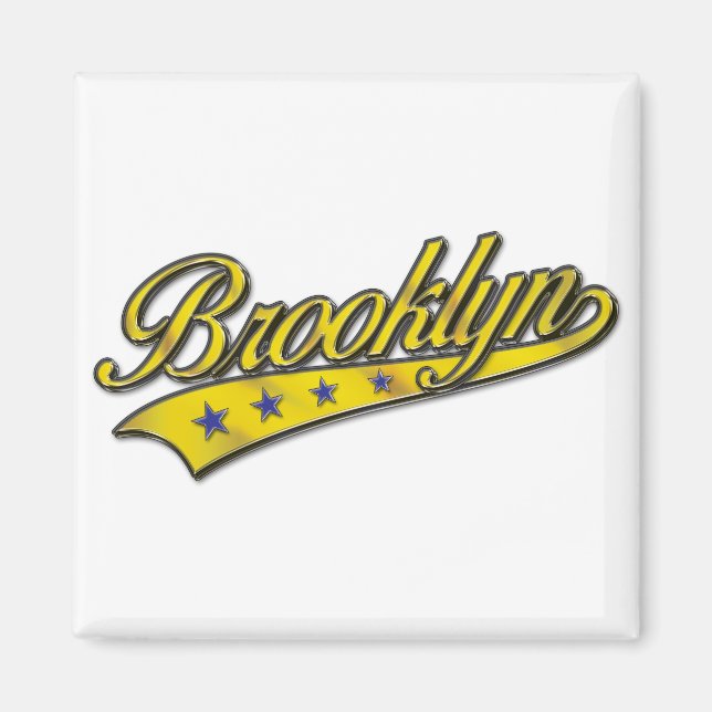 Brooklyn Logo Gold Embossed Magnet (Front)