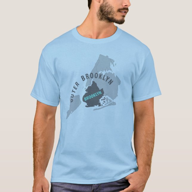 Brooklyn Map - Blue/Grey T-Shirt (Front)