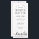 Brooklyn | Modern Deco Wedding Program<br><div class="desc">A deco skyline-themed wedding program for a wedding taking place in the beautiful city of Brooklyn, New York. This wedding program card features a stylized illustration of the city's unique skyline with its name underneath. This is resting underneath your wedding day information in a matching open-lined style. On the reverse...</div>