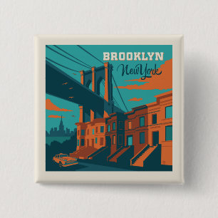 Brooklyn New York 2 Inch Square Button