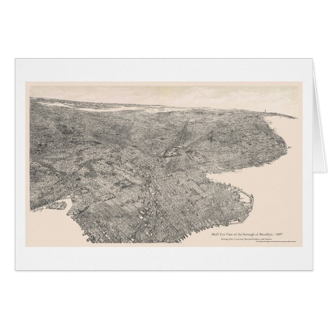Brooklyn, New York Birdseye Map 1897 (Front Horizontal)