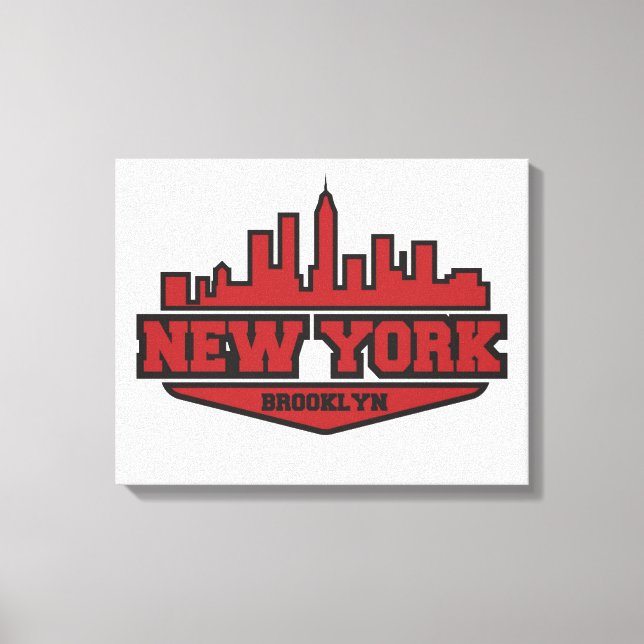 Brooklyn New York | Block Style Script Canvas Print (Front)