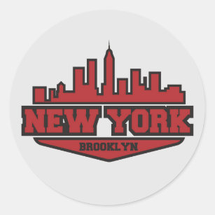Brooklyn New York   Block Style Script Classic Round Sticker