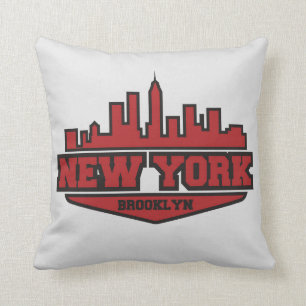 Brooklyn New York   Block Style Script Throw Pillow