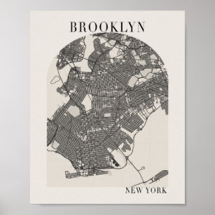 Brooklyn New York Boho Minimal Arch Full Beige Poster