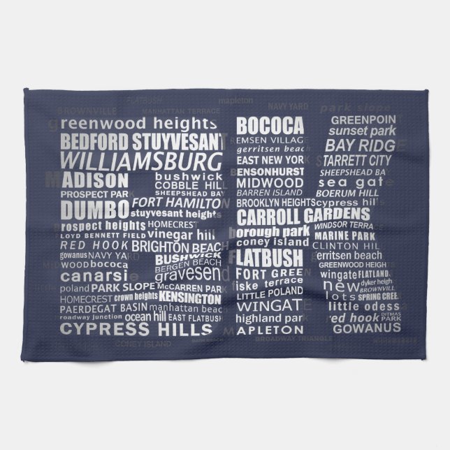 Brooklyn New York City BK Word Art Kitchen Towel (Horizontal)