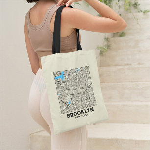 Brooklyn, New York, City Map Tote Bag