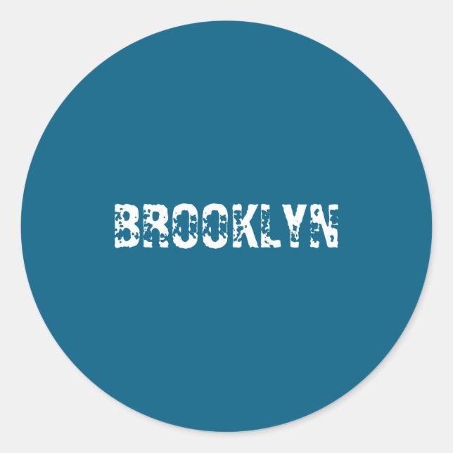 Brooklyn New York City Nyc White Text Nostalgic  Classic Round Sticker (Front)