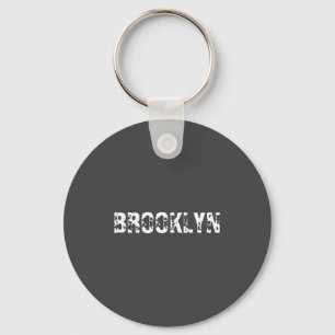 Brooklyn New York City Nyc White Text Nostalgic  Keychain