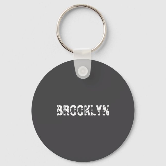 Brooklyn New York City Nyc White Text Nostalgic  Keychain (Front)