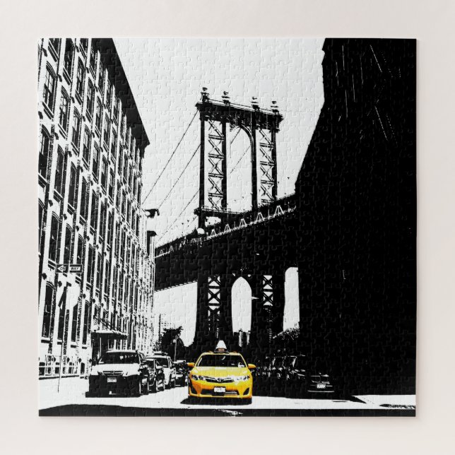 Brooklyn New York City Nyc Yellow Taxi Jigsaw Puzzle (Vertical)