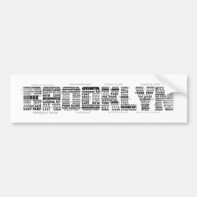 Brooklyn New York City Word Art Bumper Sticker (Front)