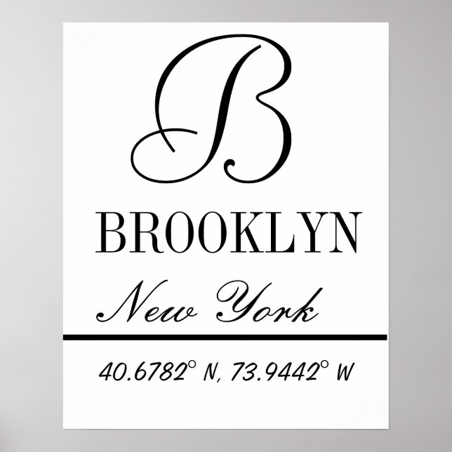 Brooklyn New York Coordinates Poster (Front)