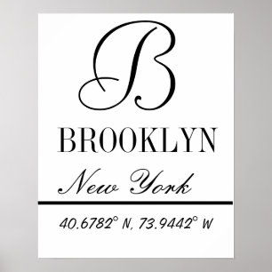 Brooklyn New York Coordonnées Poster