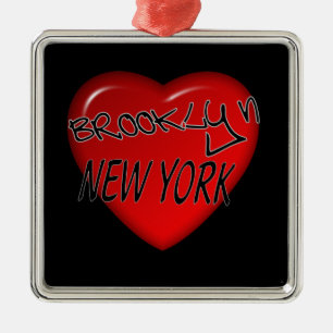 Brooklyn New York Heart Logo Metal Ornament