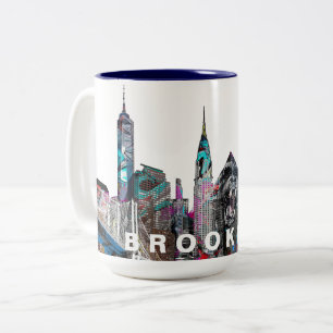 Brooklyn, New York in graffiti Two-Tone Coffee Mug