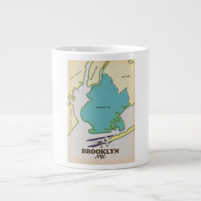 Brooklyn New York Map Large Coffee Mug (Front)