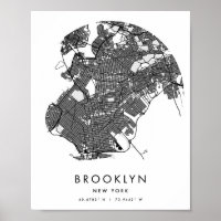 Brooklyn New York Minimal Modern Circle Street Map
