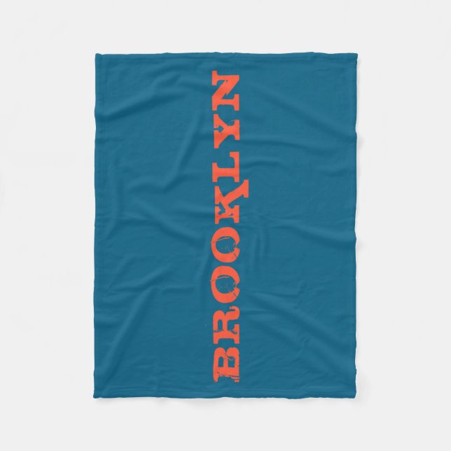 Brooklyn New York Nyc Navy Blue Orange Mens Basic  Fleece Blanket (Front)