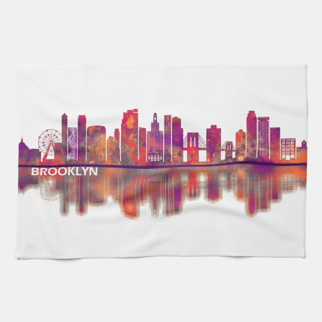 Brooklyn New York Skyline Kitchen Towel (Horizontal)