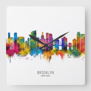 Brooklyn New York Skyline Square Wall Clock