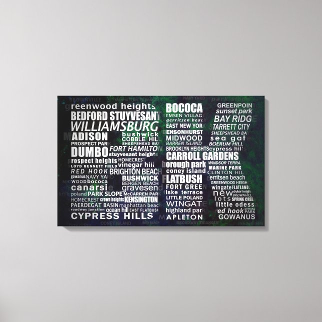 Brooklyn New York Typographic Canvas Print (Front)