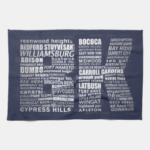 Brooklyn New York Typography Calligram Kitchen Towel