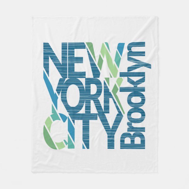 Brooklyn New York Typography Fleece Blanket (Front)