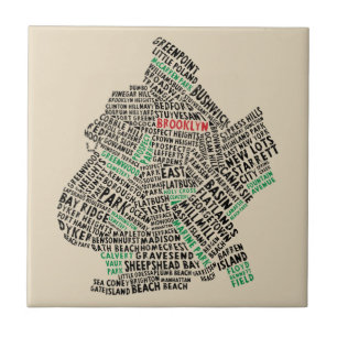 Brooklyn New York Typography Map Tile