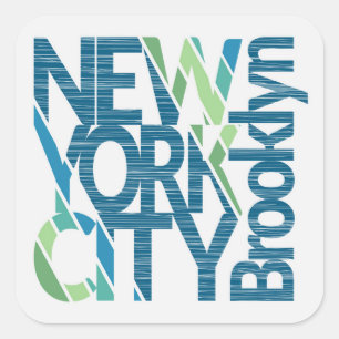 Brooklyn New York Typography Square Sticker