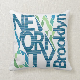 Brooklyn New York Typography Throw Pillow